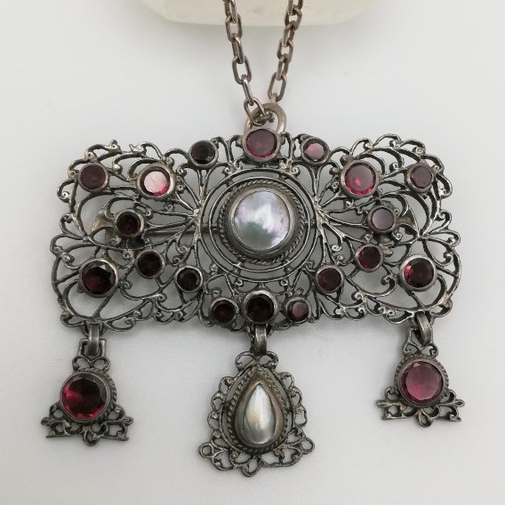 Jakob Agner signed c1900 Austro Hungarian statement pendant / brooch in silver