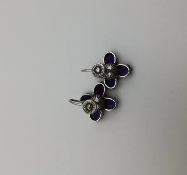 c1900 Arts and Crafts silver and wonderful quatrefoil design of amethysts earrings