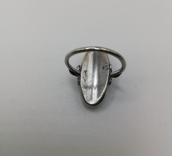 Arts and Crafts ring c1900 in silver with blister pearl, William T Blackband style