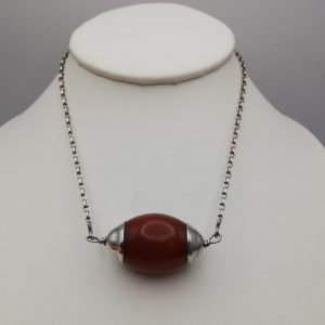 Art Deco silver and carnelian barrel choker with s type fastener, very flattering!