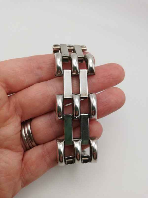 Art Deco sterling silver Tank bracelet 1930s-1940s-rare and dramatic piece