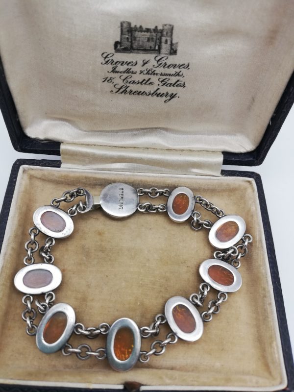 Art Deco 1920s electric blue veined Dragons Breath and silver antique bracelet, box fastener - very highly sought after!