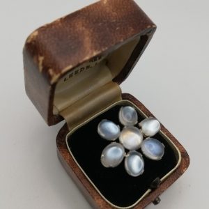 Antique moonstone cluster in ring conversion in silver -beautiful! UK size M / US size 6.25
