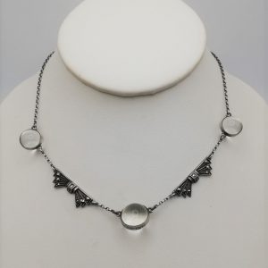 Antique Art Deco 1930s Pools Of Light necklace with rock crystal and marcasites in silver