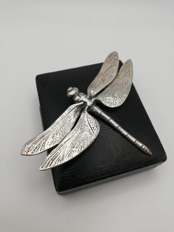 Antique statement solid silver dragonfly brooch 1920s-1930s, heavy 21g