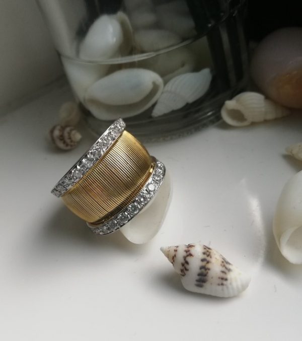 Amazing vintage Italian 18ct gold and diamonds wide cuff ring for Mayor's, US, fabulous!