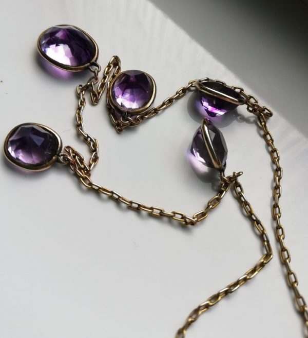 Superlative late Victorian 18ct gold and Siberian amethysts fringe necklace- a wow of a piece!