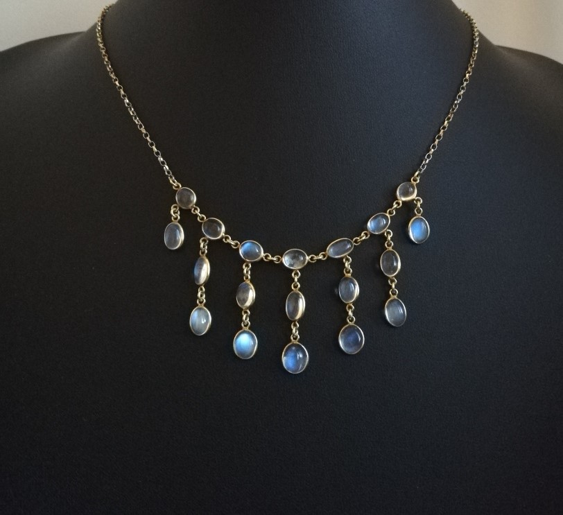 Old Blue Flash Moonstone 925 Sterling Silver Dangle Necklace - Etsy