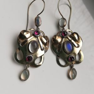 Arts and Crafts Jeweler  Earrings Geranium Leaves  925 Silver