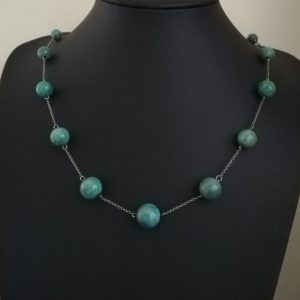 Art Deco c1930s silver and graduated amazonite beads necklace