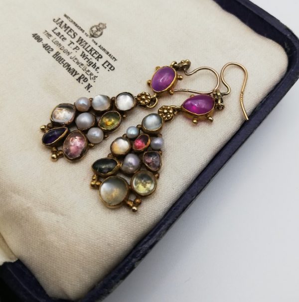 Remarkable, unique c1910 Edward Spencer for the Artificers' Guild attr earrings in high carat gold