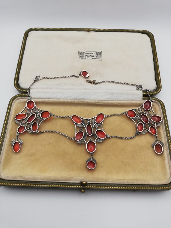 Museum piece c1900 English Arts & Crafts fire opals necklace with 22 stones-SWOON!