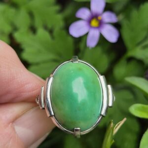 Antique Art Deco 1920s hand crafted platinum diamond and turquoise aeronautical design ring