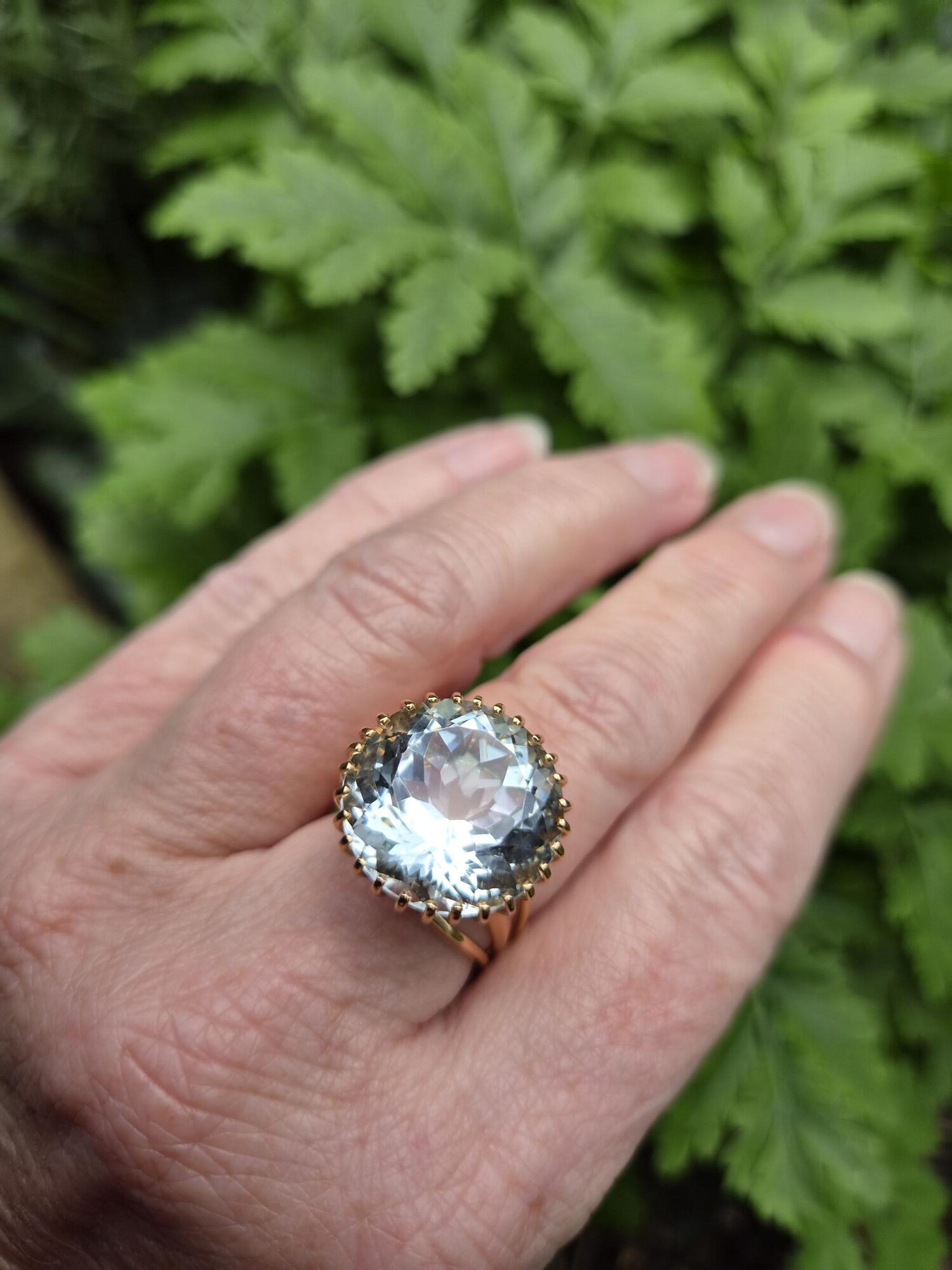 Outstanding French 23ct aquamarine and gold statement ring-a bespoke piece with appraisal