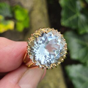 Outstanding French 23ct aquamarine and gold statement ring-a bespoke piece with appraisal