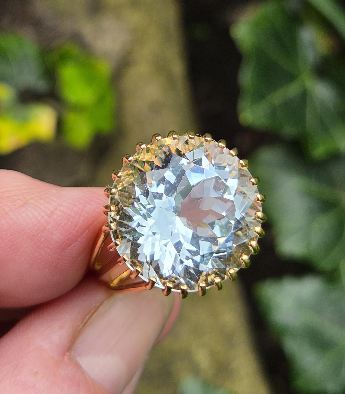Outstanding French 23ct aquamarine and gold statement ring-a bespoke piece with appraisal