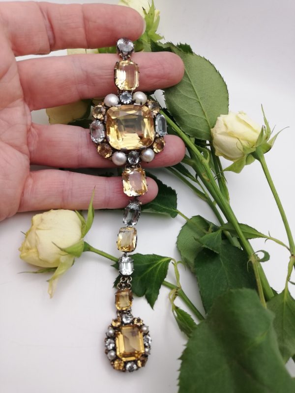 Fabulous Dorrie Nossiter bracelet c1930 in silver and gold with citrines, aquamarines and pearls