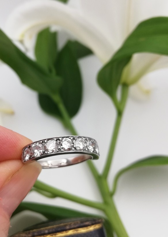 Impressive Art Deco late 1920s platinum and 1.25ct diamond wedding band / half eternity ring Impressive Art Deco late 1920s platinum and 1.25ct diamond wedding band / half eternity ring