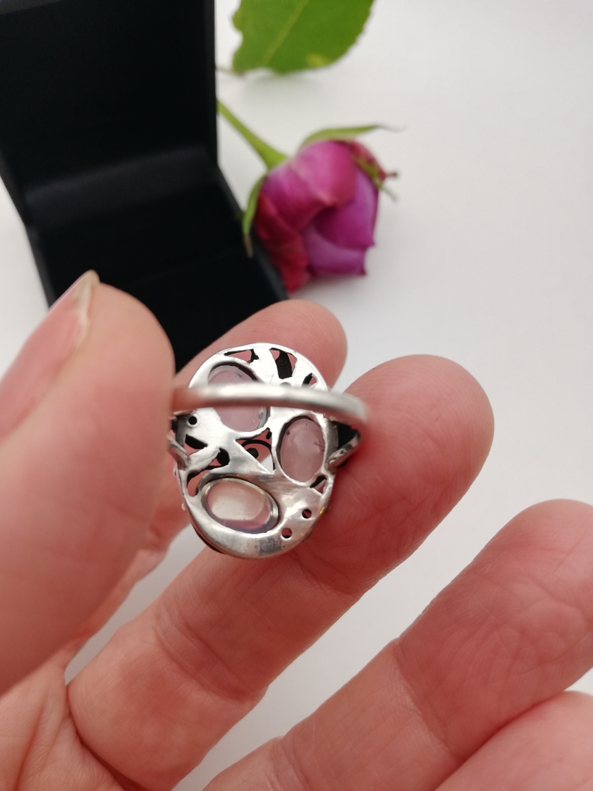 Reserved for A****Bernard Instone book piece rare Arts and Crafts ring with moonstones c1930 - Image 5