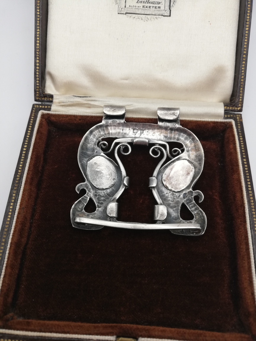 1906 Oliver Baker for Liberty & Co half waist clasp as pendant with turquoise - Image 7