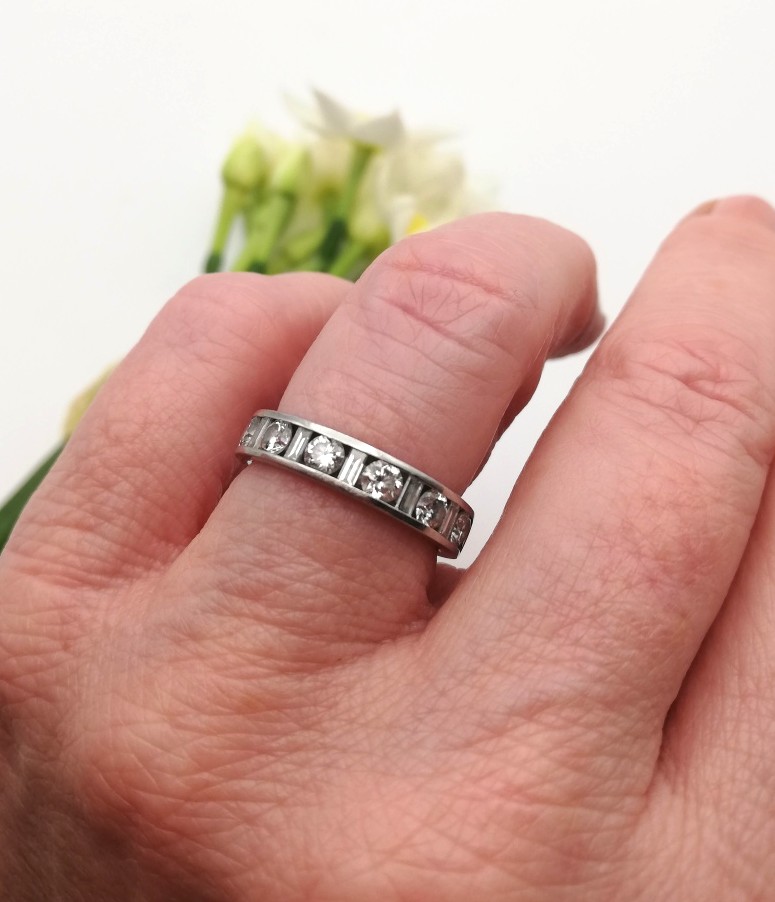 Substantial platinum and 1.00ct diamonds half eternity ring with round cut and baguette cut diamonds Substantial platinum and 1.00ct diamonds half eternity ring with round cut and baguette cut diamonds
