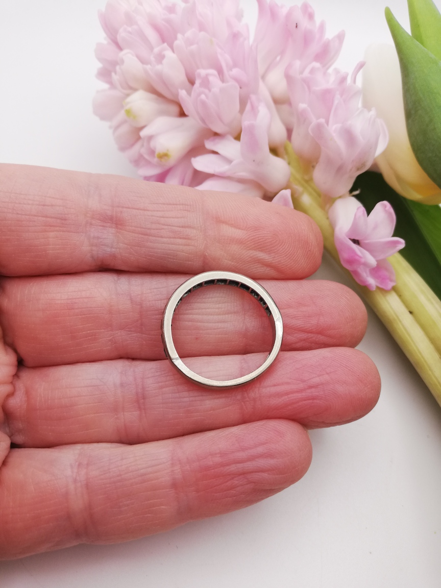 Antique Art Deco 18ct white gold and 14 sapphires half eternity ring-substantial