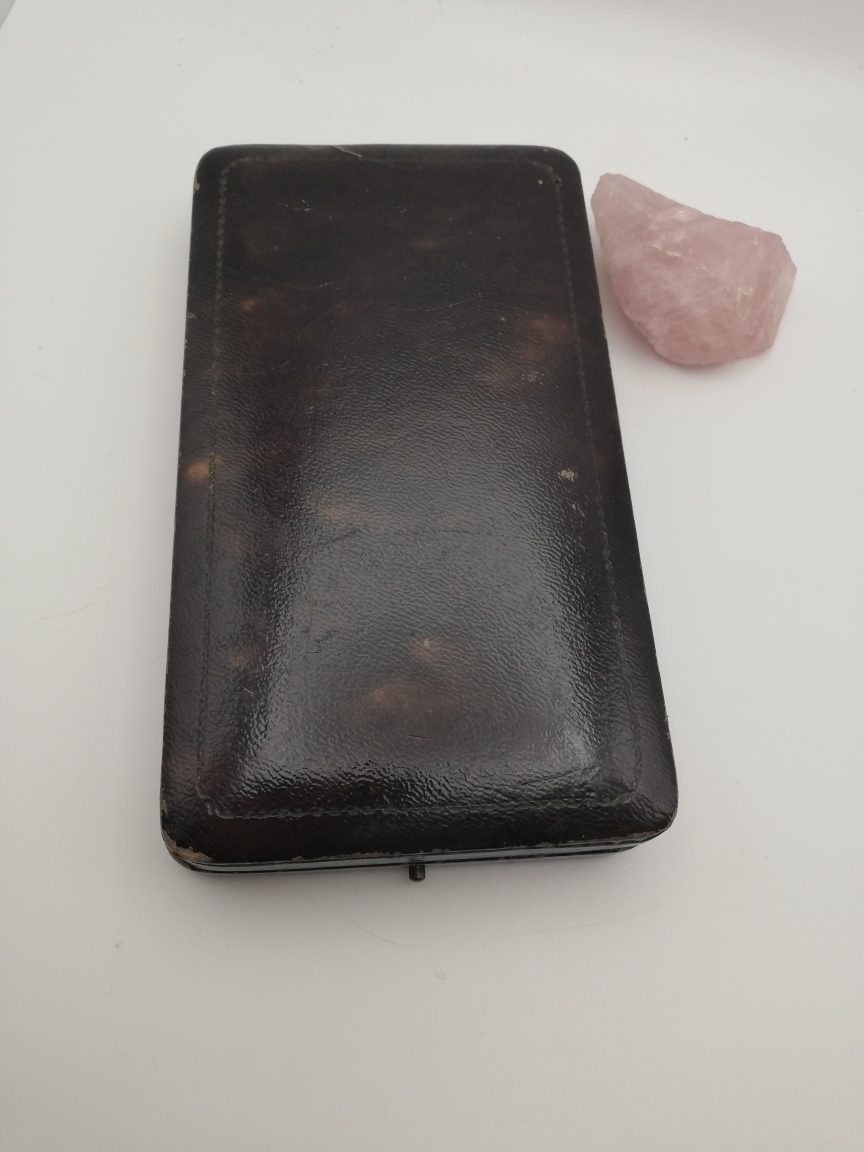 Scarce early marks Georg Jensen number 4 antique necklace with rose quartz and lapis in antique box - Image 7