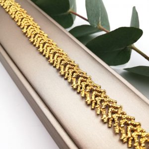 Solid gold 1970s English hallmarked bracelet in organic coral design-stunning piece!