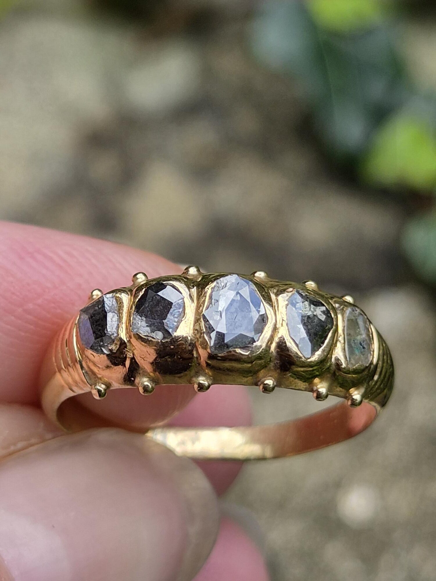 Vintage Thai 24ct gold and black diamond ring-beautiful!
