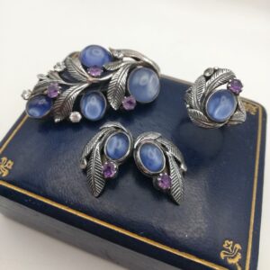 Rare Bernard Instone parure with foiled rose quartz and amethyst- museum standard