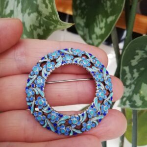 Rarer blues enamel Bernard Instone wreath brooch of lovely quality c1930