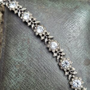 Edwardian sterling silver and diamond paste floral link bracelet - beautiful thing!