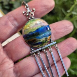 Scarce Fleetwood Charles Varley for Guild of Handicraft attr enamel and silver pendant necklace c1900