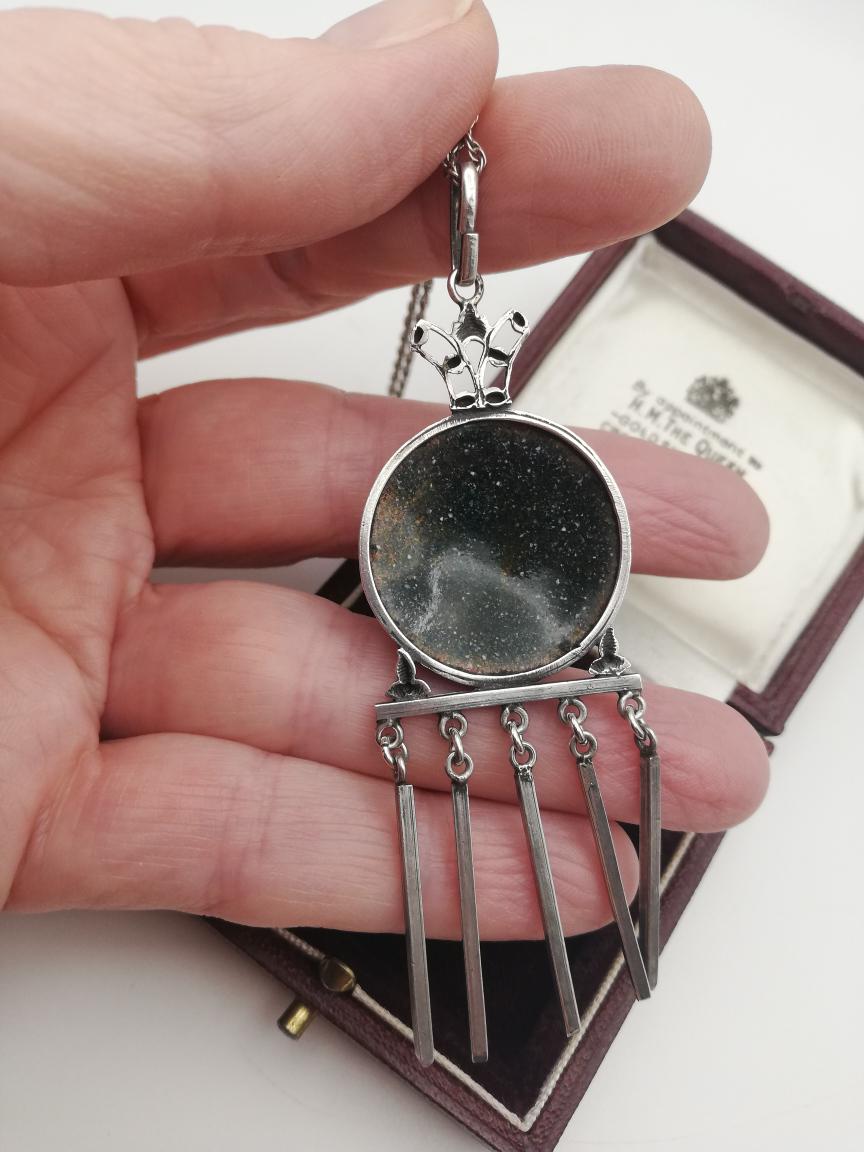 Scarce Fleetwood Charles Varley for Guild of Handicraft attr enamel and silver pendant necklace c1900 - Image 8